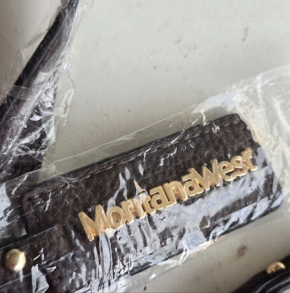 Montana West Leather Shoulder HandBag Women Brown Large Wallet Charm Logo 2piece - Picture 4 of 10
